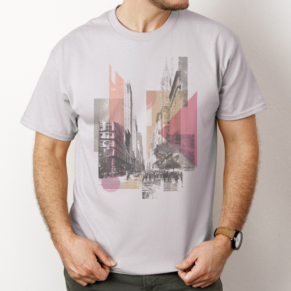 Urban Collage Graphic Tee Mixed Media City Street Art